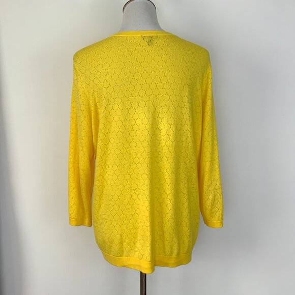 Talbots Cotton Blend Button Up Yellow Cardigan Sz 1X - Picture 4 of 16